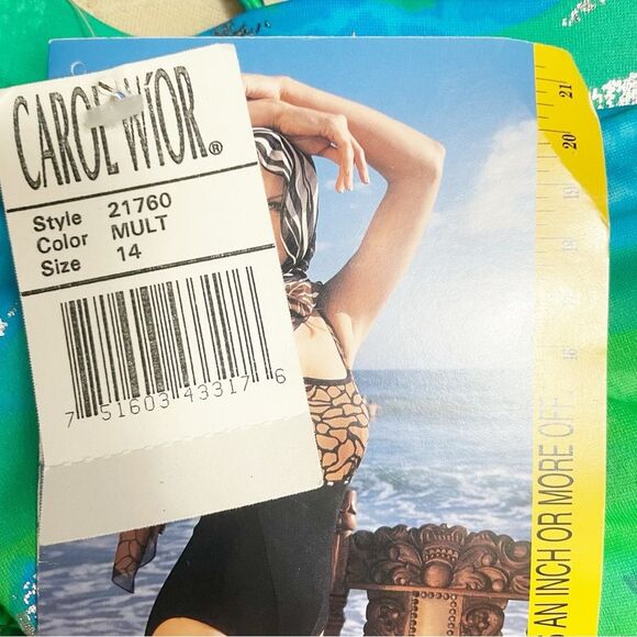NWT Carol Wior Swimsuit Size 14 Multicolor One Piece Shaping Slimsuit USA Made - Picture 9 of 13
